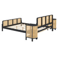 3 Pieces Rattan Platform Full Size Bed With 2 Nightstands,Espresso Espresso Rattan