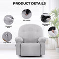 Modern Chenille Recliner Chairs Swivel Massage Rocker Recliner With Heat Natural Ash Chenille Manual Handle Metal Primary Living Space Soft Cushion Back Heavy Duty American Design,Artsy,Casual,Cute Pillow Top Arms Foam Chenille