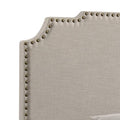 Beige Full Panel Bed With Trim Box Spring Required Full Beige Wood Bedroom Transitional Panel Foam Upholstered