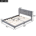 Queen Size Upholstered Platform Bed With Soft Headboard,Gray Gray Upholstered