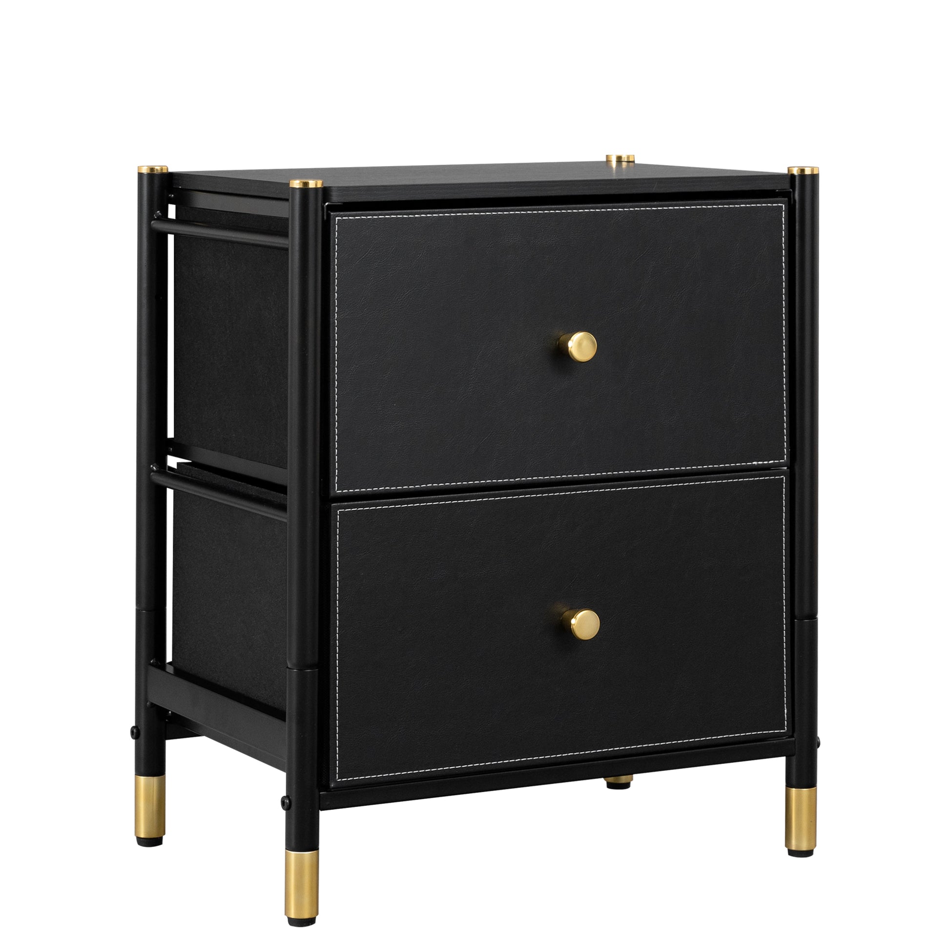 Drawer Dresser Cabinet,2 Drawer Nightstands For Bedroom Small Bedside Dresser With Pu Leather Front Bins Stylish End Table And Night Stand Furniture Perfect For Closet, Bedroom,Color:Black 1 2 Drawers Black Primary Living Space Drawers Included Luxury