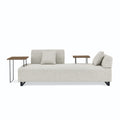 Linen Fabric 3 Seat Sofa With Two End Tables And Two Pillows, Removable Back And Armrest, Morden Style Upholstered 3 Seat Couch For Living Room Beige Linen Wood Medium Soft Loose Back Eucalyptus Square Arms Foam 3 Seat