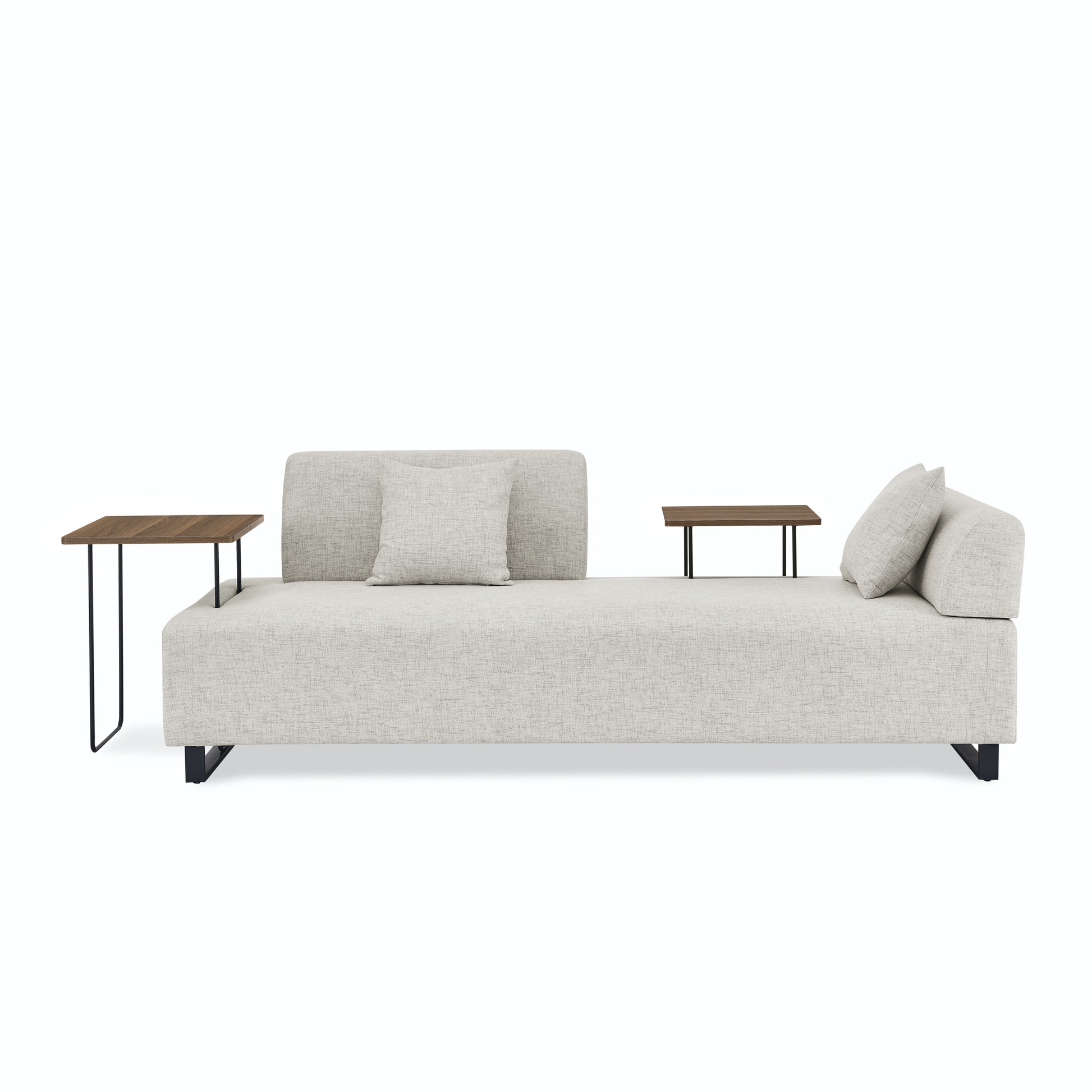 Linen Fabric 3 Seat Sofa With Two End Tables And Two Pillows, Removable Back And Armrest, Morden Style Upholstered 3 Seat Couch For Living Room Beige Linen Wood Medium Soft Loose Back Eucalyptus Square Arms Foam 3 Seat