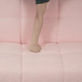 70 Inch Teddy Fleece Sofabed, Convertible Futon Sofabed With Adjustable Arms And Backrest, Modernsofa For Living Room And Bedroom. Pink Light Brown Velvet Wood Primary Living Space Medium Soft Loose Back Contemporary Eucalyptus Foam Foam 2 Seat