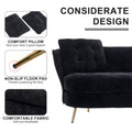 Polyester Fiber Loveseat Sofa Chair Upholstered Couch With Golden Metal Legs Club Two Seat Sofa For Living Reading Room Bedroom Apartment Small Space Dorm,Black. Black Polyester Wood Primary Living Space Soft Tight Back Modern Polyester