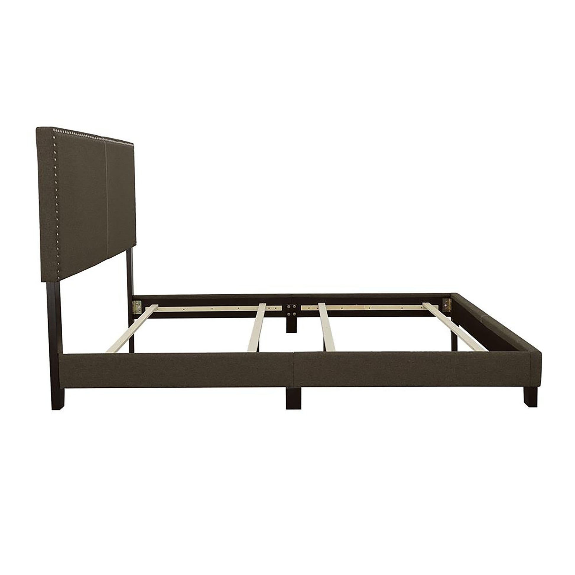 Charcoal Twin Bed With Trim Box Spring Required Twin Charcoal Wood Bedroom Transitional Panel Foam Upholstered