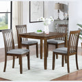 5 Piece Modern Dining Set, Square Wooden Dining Table With 4 Upholstered Chairs For Kitchen, Dining Room, Walnut Wood Walnut Seats 4 Wood Dining Room Acacia 4 Leg Square Dining Table With Chair Acacia Wood