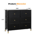 Drawer Dresser,Tall Dresser With 6 Pu Leather Front Drawers, Storage Tower With Fabric Bins, Double Dresser, Chest Of Drawers For Closet, Living Room, Hallway, Children'S Room, Color:Black 5 Or More Drawers Black Primary Living Space Drawers Included