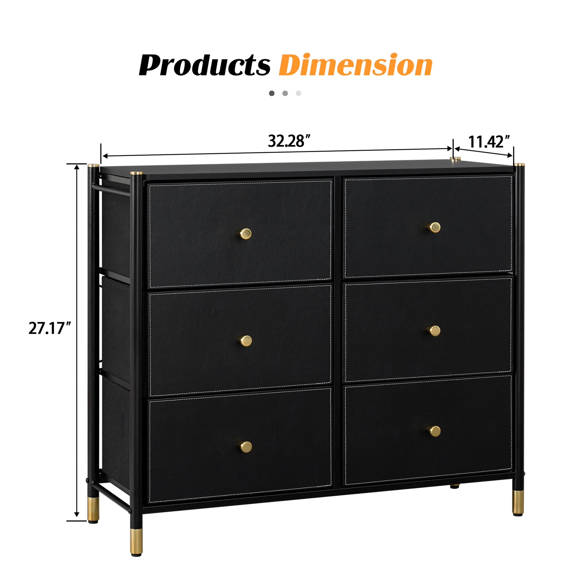 Drawer Dresser,Tall Dresser With 6 Pu Leather Front Drawers, Storage Tower With Fabric Bins, Double Dresser, Chest Of Drawers For Closet, Living Room, Hallway, Children'S Room, Color:Black 5 Or More Drawers Black Primary Living Space Drawers Included