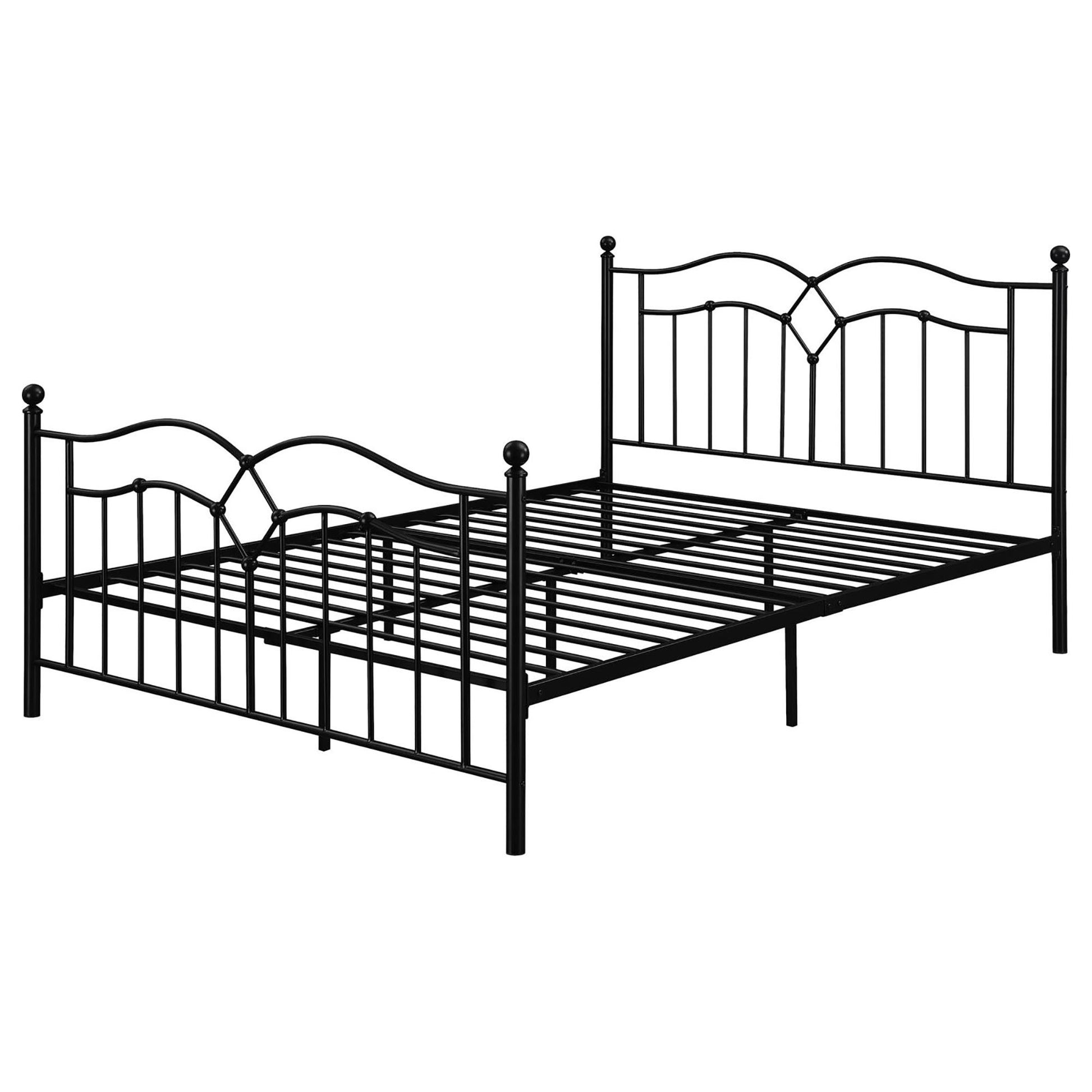 Black Slat Headboard Queen Bed Box Spring Not Required Queen Black Metal Bedroom Transitional Open Frame Metal