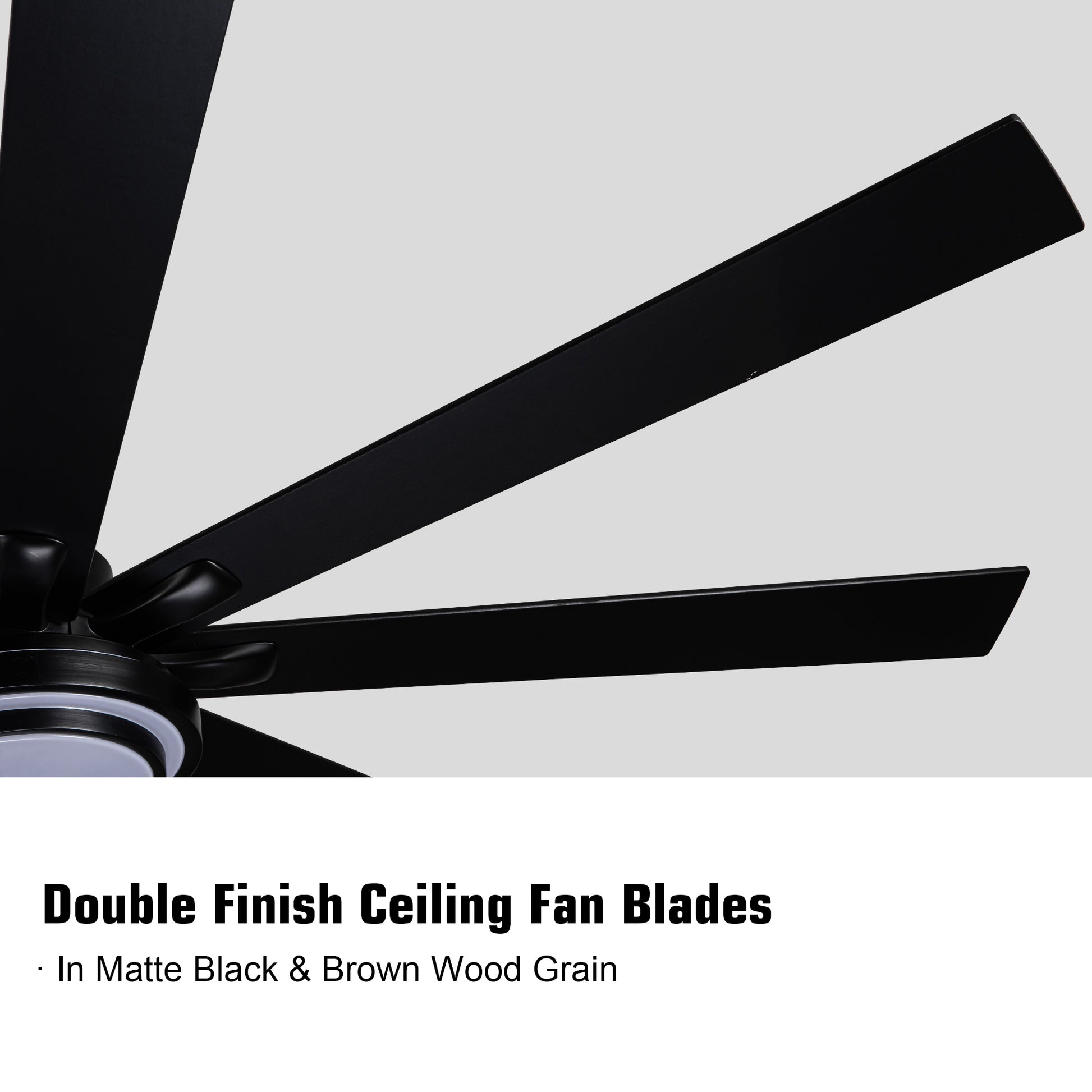 72" Integrated Led Matte Black Large Smart Ceiling Fan With Remote Control Black Plywood Metal