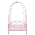 Powder Pink Twin Canopy Bed Box Spring Not Required Twin Pink Metal Bedroom Traditional Kids Metal