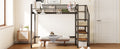 Twin Size Metal Loft Bed With Upper Grid Storage Shelf And Lateral Storage Ladder, Black Black Mdf Metal