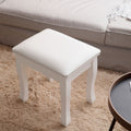 Solid Wood Square Stool White White Wood