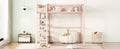 Full Size Metal Loft Bed With 4 Tier Shelves And Storage, Pink Full Pink Metal