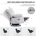 Modern Chenille Recliner Chairs Swivel Massage Rocker Recliner With Heat Natural Ash Chenille Manual Handle Metal Primary Living Space Soft Cushion Back Heavy Duty American Design,Artsy,Casual,Cute Pillow Top Arms Foam Chenille