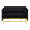 Minimalist & Luxury Cabinet Two Door Sideboard With Gold Metal Legs For Living Room, Dining Room Black Black Particle Board