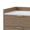 3 Pieces Bedroom Sets Queen Size Upholstered Platform Bed With 4 Drawers, Marble Top Nightstand And Storage Dresser, Gray Gray Mdf