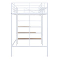 Twin Size Metal Loft Bed With Upper Grid Storage Shelf And Lateral Storage Ladder, White White Mdf Metal