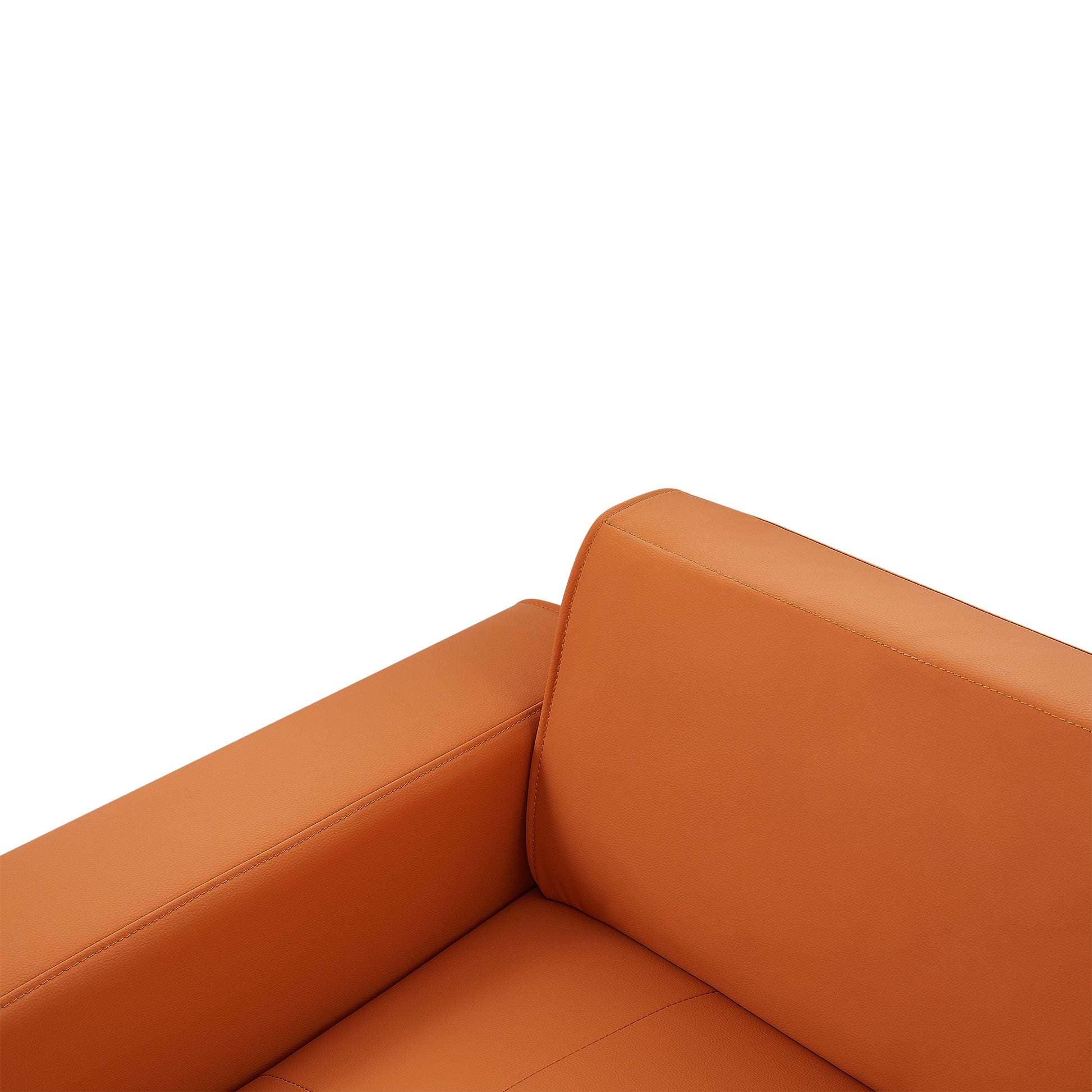 107" Contemporary Sofa Stylish Sofa Couch With A Round Storage Ottoman And Three Removable Pillows For Living Room, Orange Orange Pu