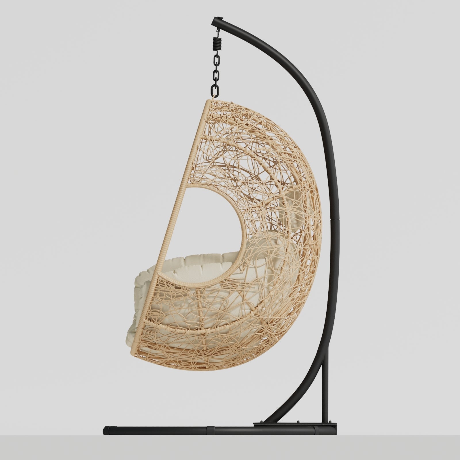 Comming Outdoor Indoor Pe Wicker Swing Egg Chair Natural Color Yes Natural Rust Resistant Frame Fade Resistant Cushion Foam Wicker