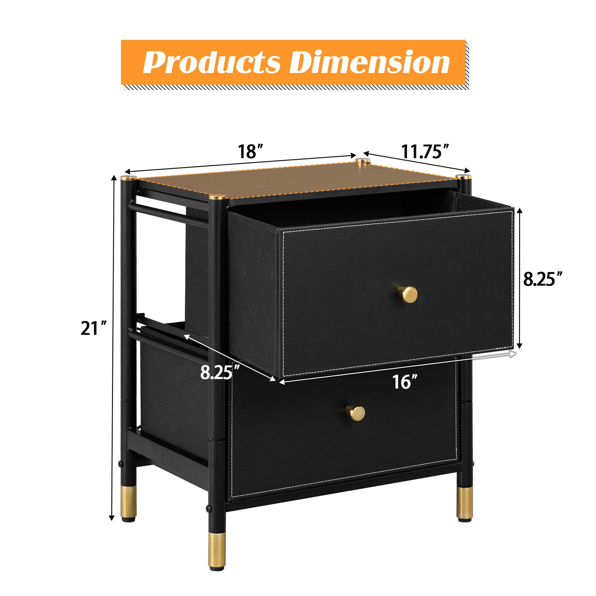 Drawer Dresser Cabinet,2 Drawer Nightstands For Bedroom Small Bedside Dresser With Pu Leather Front Bins Stylish End Table And Night Stand Furniture Perfect For Closet, Bedroom,Color:Black 1 2 Drawers Black Primary Living Space Drawers Included Luxury