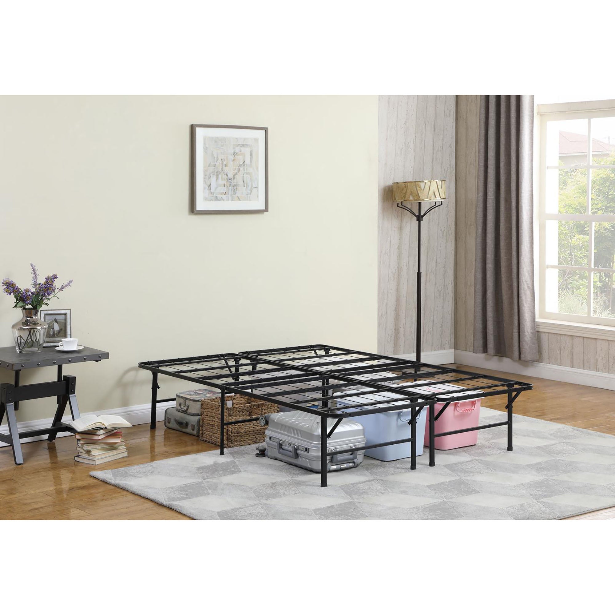 Black Full Platform Bed Full Black Metal Bedroom Contemporary,Modern Adjustable Bedbase Steel