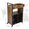 3 Tier Salon Trolley, Rolling Beauty Stylist Cart With Cabinet, Dryer Holders, Charging Station, Salon Spa Bathroom, Rustic Brown Rustic Brown Mdf