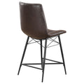Brown Tufted Counter Height Stool Set Of 2 Solid Brown Dining Room Spot Clean Industrial Bar Stools Tufted Back Foam Upholstered