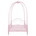 Powder Pink Twin Canopy Bed Box Spring Not Required Twin Pink Metal Bedroom Traditional Kids Metal