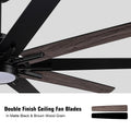 72 In.Integarted Led Large Black Double Finish Ceiling Fan With Remote Control Antique Black Classic,Contemporary,Farmhouse,Rustic Plywood Metal & Wood