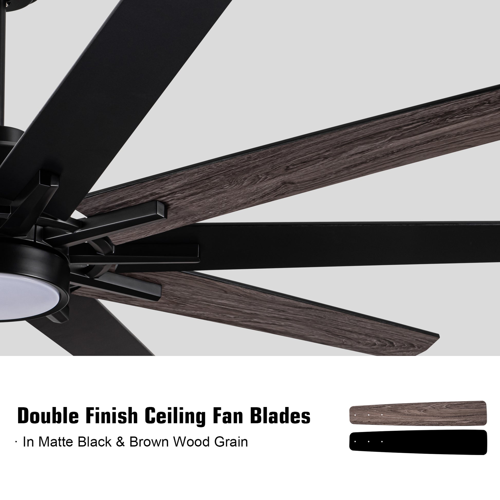 72 In.Integarted Led Large Black Double Finish Ceiling Fan With Remote Control Antique Black Classic,Contemporary,Farmhouse,Rustic Plywood Metal & Wood