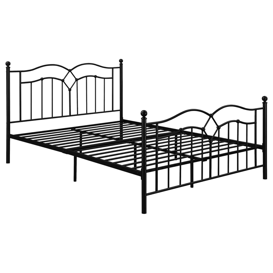 Black Slat Headboard Queen Bed Box Spring Not Required Queen Black Metal Bedroom Transitional Open Frame Metal