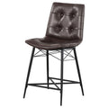Brown Tufted Counter Height Stool Set Of 2 Solid Brown Dining Room Spot Clean Industrial Bar Stools Tufted Back Foam Upholstered