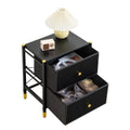 Drawer Dresser Cabinet,2 Drawer Nightstands For Bedroom Small Bedside Dresser With Pu Leather Front Bins Stylish End Table And Night Stand Furniture Perfect For Closet, Bedroom,Color:Black 1 2 Drawers Black Primary Living Space Drawers Included Luxury