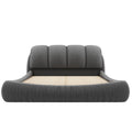 King Size Luxury Upholstered Bed With Thick Headboard, Velvet King Bed With Oversized Padded Backrest, Gray Expect Arrive Date 2024 3 15 King Gray Velvet