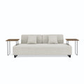 Linen Fabric 3 Seat Sofa With Two End Tables And Two Pillows, Removable Back And Armrest, Morden Style Upholstered 3 Seat Couch For Living Room Beige Linen Wood Medium Soft Loose Back Eucalyptus Square Arms Foam 3 Seat