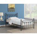 Gunmetal Slatted Twin Platform Bed Box Spring Not Required Twin Grey Metal Bedroom Transitional Bed Frame Metal