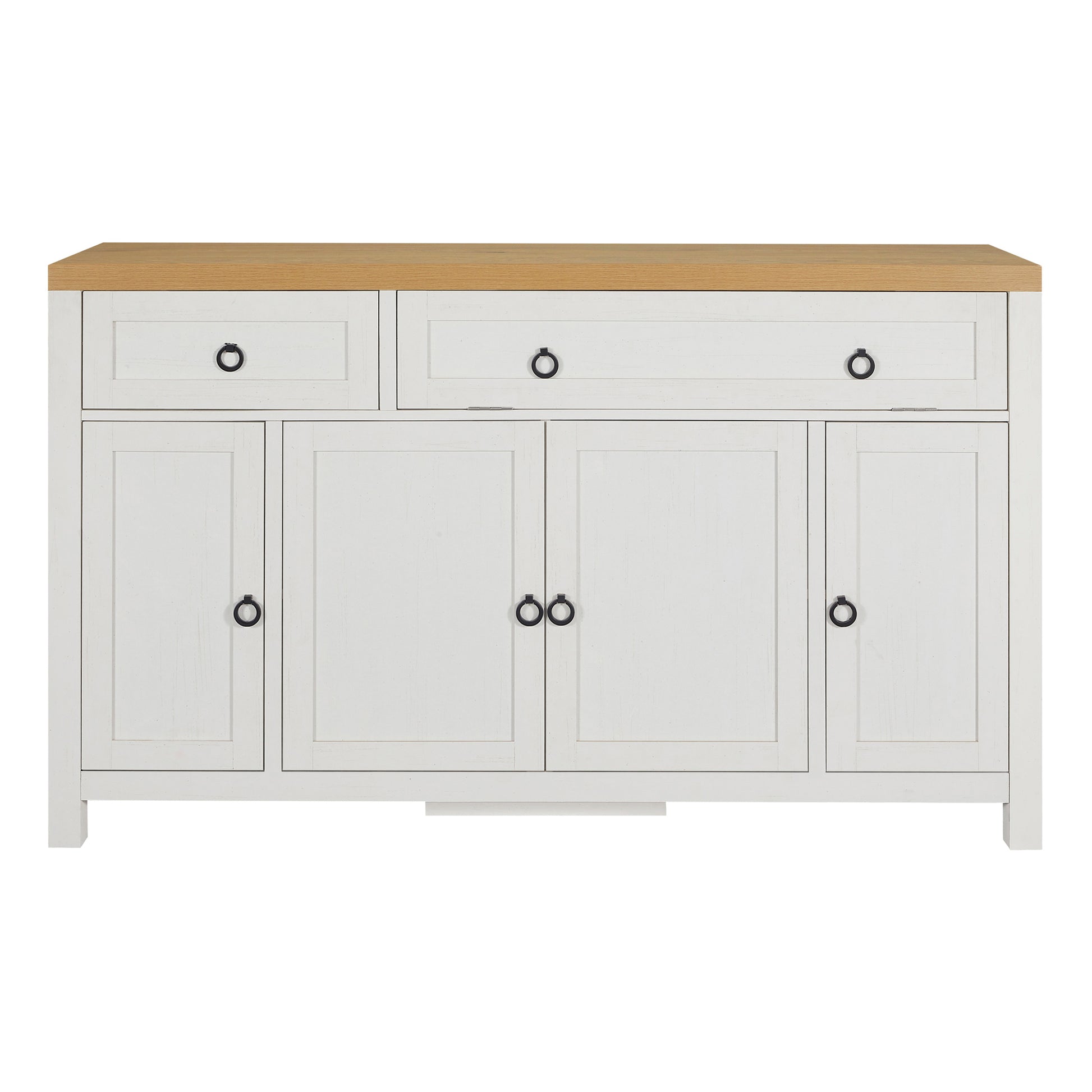 Retro Style Large Storage Space Sideboard With Flip Door And 1 Drawer, 4 Height Adjustable Cabinets, Suitable For Kitchen, Dining Room, Living Room Brown Antique White Brown Antique White Particle Board