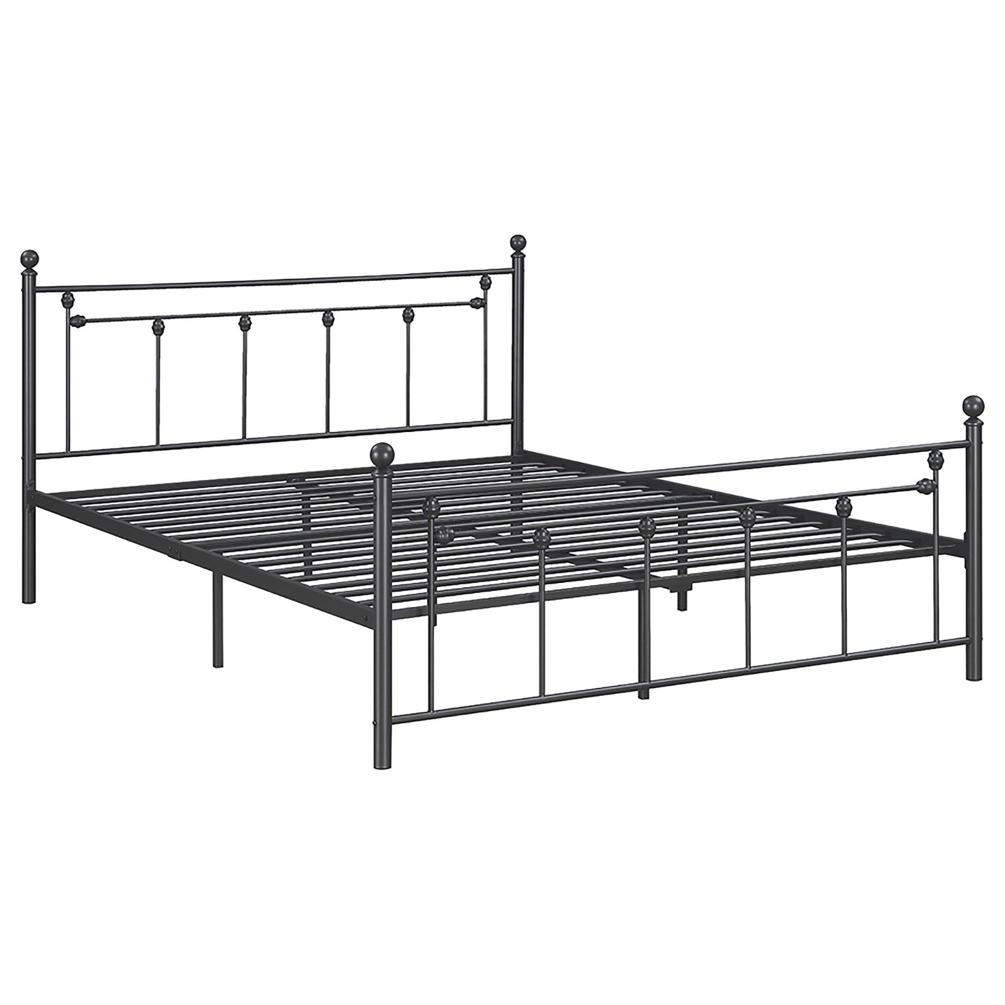 Gunmetal Slatted Full Platform Bed Box Spring Not Required Full Grey Metal Bedroom Transitional Bed Frame Metal