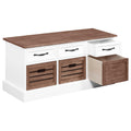 Brown And White 3 Drawer Storage Bench Brown Brown Primary Living Space Traditional Poplar Wood