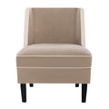 Velvet Upholstered Accent Chair With Cream Piping, Tan And Cream Tan Upholstered