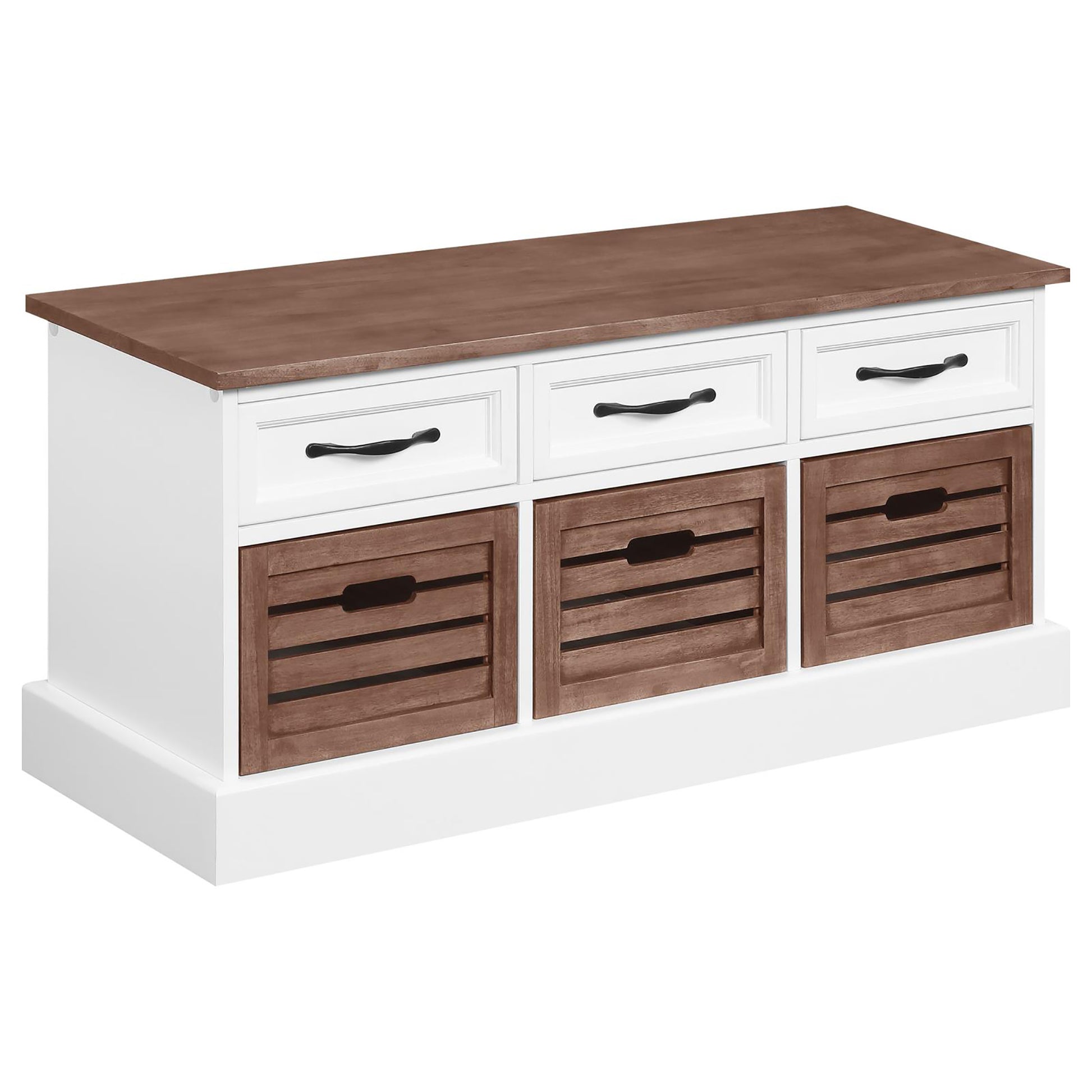 Brown And White 3 Drawer Storage Bench Brown Brown Primary Living Space Traditional Poplar Wood