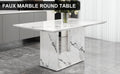 A Simple Dining Table. A Dining Table With A White Marble Pattern. 6 Pu Synthetic Leather High Backrest Cushioned Side Chairs With C Shaped Silver Metal Legs. Dt Sq 16090 Whc 1162 White Mdf