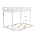 Twin Over Full Bunk Bed With Built In Ladder,White White Solid Wood Mdf