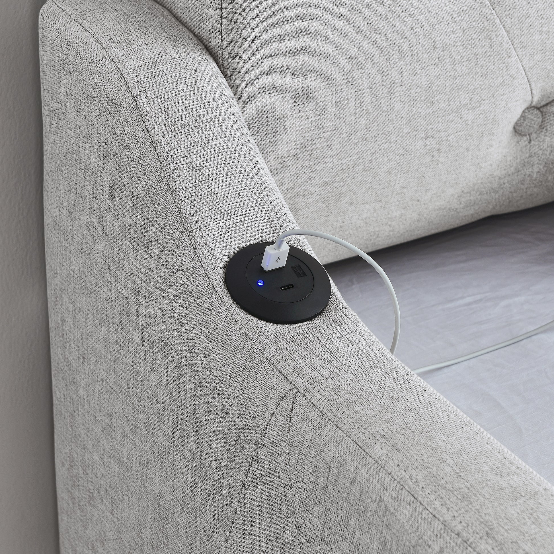 Twin Size Upholstery Daybed With Twin Size Erectable Trundle And Usb Charging Design, Linen Beige Twin Beige Linen