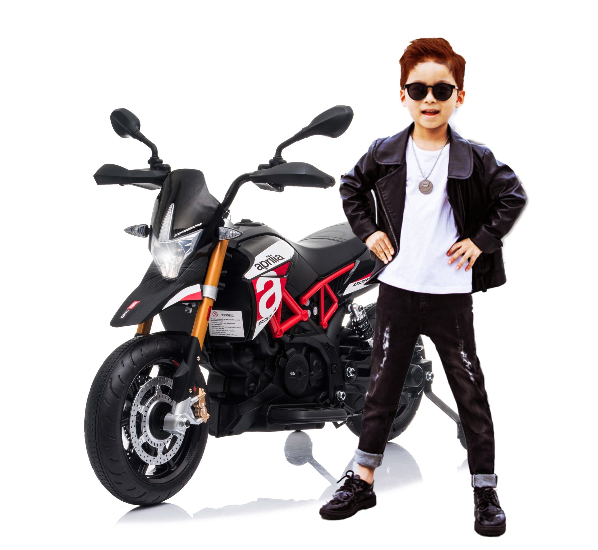 Red, Licensed Aprilia Electric Motorcycle, 12V Kids Motorcycle, Ride On Toy W Training Wheels, Spring Suspension, Led Lights, Sounds & Music, Mp3, Battery Powered Dirt Bike For Boys & Girls Red 50 99 Lbs Iron Plastic Iron Plastic Indoor & Outdoor Use