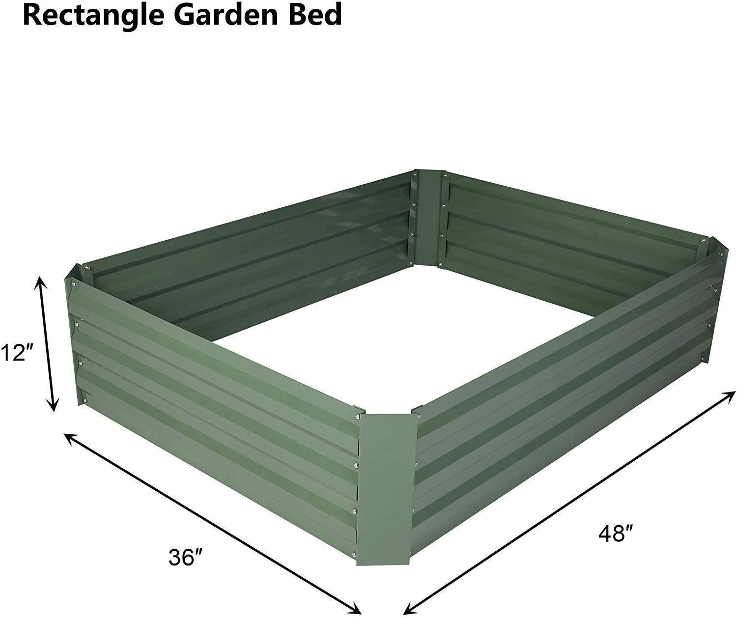 Raised Garden Bed Galvanized Planter Box Anti Rust Coating For Flowers Vegetables Green Metal