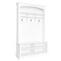 47.2'' Wide Hall Tree With Bench And Shoe Storage, Multi Functional Storage Bench With 3 Hanging Hooks & Open Storage Space, Rectangle Storage & Shelves Coat Rack For Hallway, White White Primary Living Space Shelves Particle Board