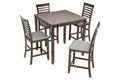 5 Piece Dining Table Set, Wooden Dining Square Table Set For 4, Counter Height Kitchen Table Set With Square Table And 4 Upholstered Chairs For Small Space, Walnut Wood Walnut Seats 4 Gray Wood Dining Room Acacia 4 Leg Square Dining Table With Chair